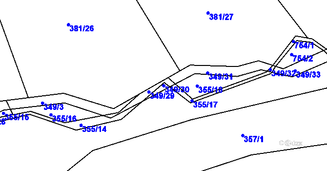 Parcela st. 349/30 v KÚ Dubenec u Příbramě, Katastrální mapa