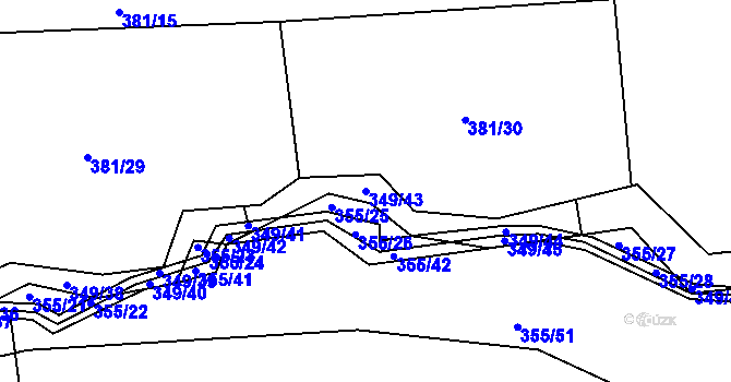 Parcela st. 349/43 v KÚ Dubenec u Příbramě, Katastrální mapa