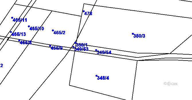 Parcela st. 349/54 v KÚ Dubenec u Příbramě, Katastrální mapa