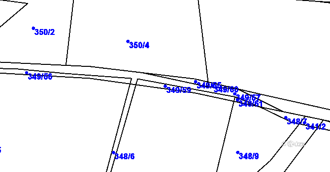 Parcela st. 349/59 v KÚ Dubenec u Příbramě, Katastrální mapa