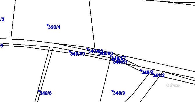 Parcela st. 349/60 v KÚ Dubenec u Příbramě, Katastrální mapa