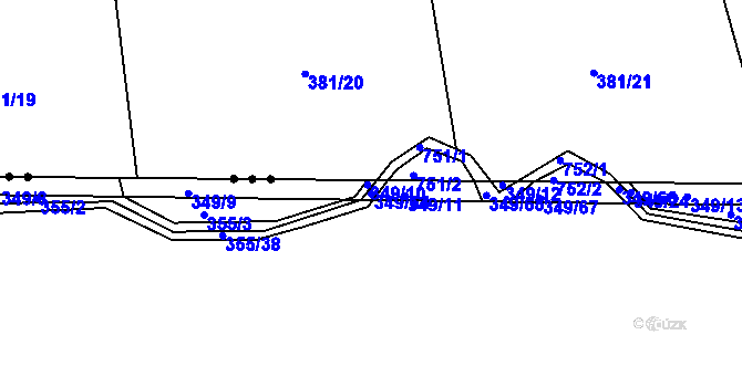 Parcela st. 349/64 v KÚ Dubenec u Příbramě, Katastrální mapa