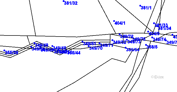 Parcela st. 349/70 v KÚ Dubenec u Příbramě, Katastrální mapa