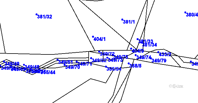 Parcela st. 349/72 v KÚ Dubenec u Příbramě, Katastrální mapa