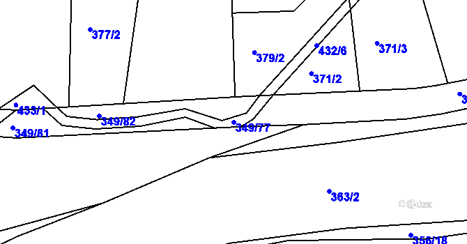 Parcela st. 349/77 v KÚ Dubenec u Příbramě, Katastrální mapa