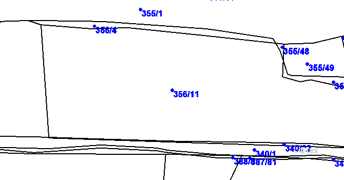 Parcela st. 356/11 v KÚ Dubenec u Příbramě, Katastrální mapa