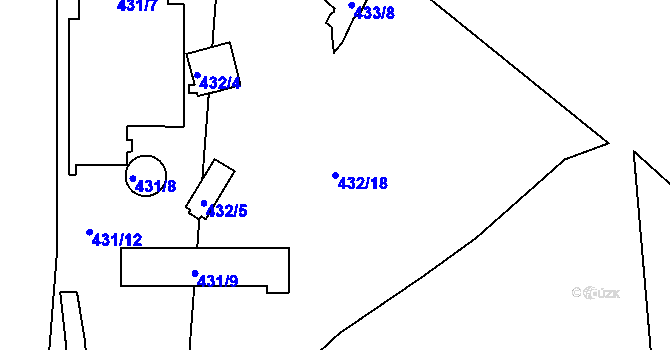 Parcela st. 432/18 v KÚ Dubenec u Příbramě, Katastrální mapa