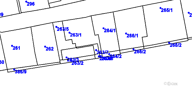 Parcela st. 263/7 v KÚ Dubenec u Příbramě, Katastrální mapa