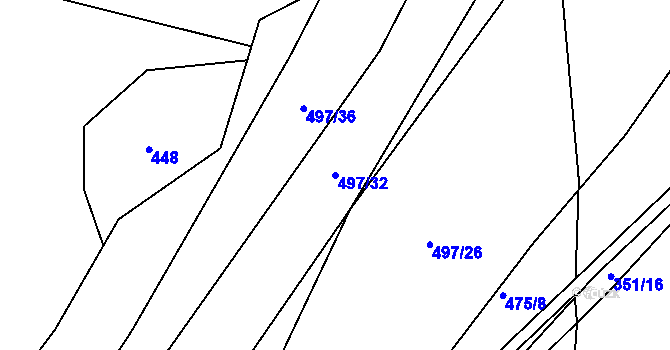Parcela st. 497/32 v KÚ Dubenec u Příbramě, Katastrální mapa