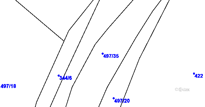Parcela st. 497/35 v KÚ Dubenec u Příbramě, Katastrální mapa