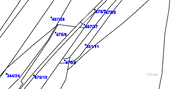 Parcela st. 351/11 v KÚ Dubenec u Příbramě, Katastrální mapa