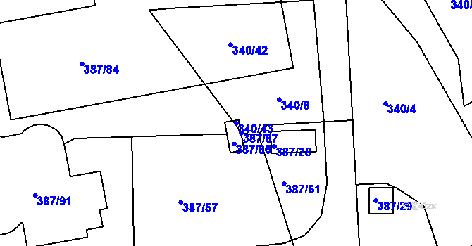 Parcela st. 340/43 v KÚ Dubenec u Příbramě, Katastrální mapa