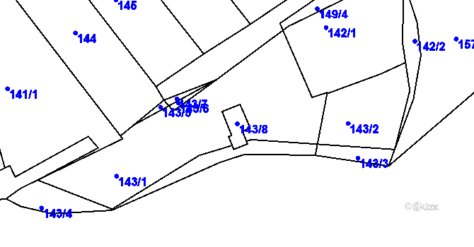 Parcela st. 143/8 v KÚ Dubenec u Příbramě, Katastrální mapa