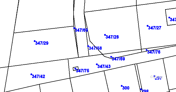 Parcela st. 347/58 v KÚ Dubenec u Příbramě, Katastrální mapa