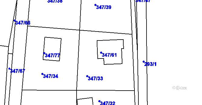 Parcela st. 347/61 v KÚ Dubenec u Příbramě, Katastrální mapa