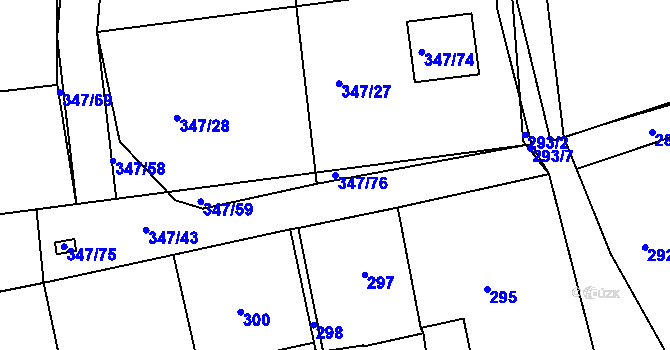 Parcela st. 347/76 v KÚ Dubenec u Příbramě, Katastrální mapa