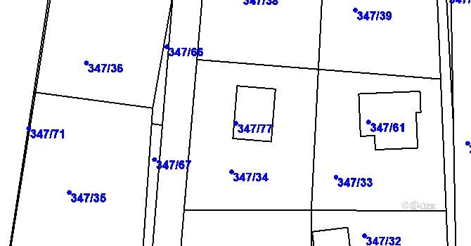 Parcela st. 347/77 v KÚ Dubenec u Příbramě, Katastrální mapa