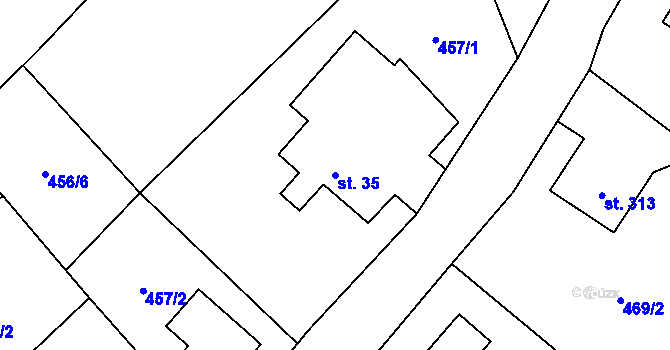 Parcela st. 35 v KÚ Dubenec, Katastrální mapa
