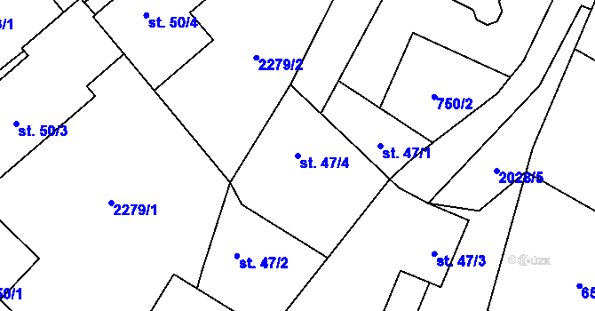 Parcela st. 47/4 v KÚ Dubenec, Katastrální mapa
