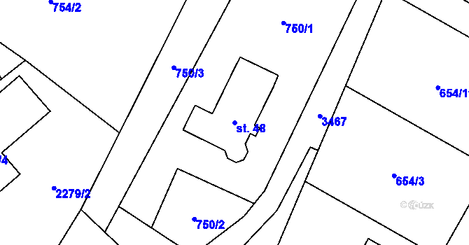 Parcela st. 48 v KÚ Dubenec, Katastrální mapa