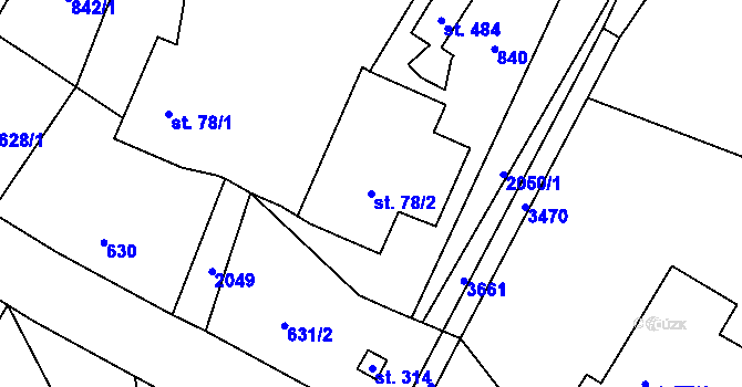 Parcela st. 78/2 v KÚ Dubenec, Katastrální mapa