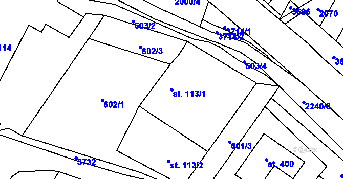 Parcela st. 113/1 v KÚ Dubenec, Katastrální mapa