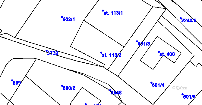 Parcela st. 113/2 v KÚ Dubenec, Katastrální mapa