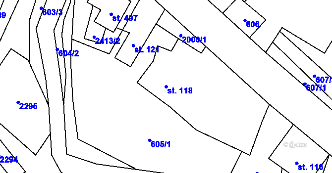 Parcela st. 118 v KÚ Dubenec, Katastrální mapa