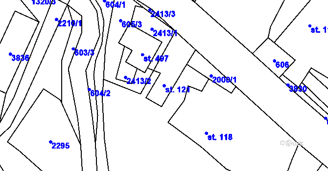 Parcela st. 121 v KÚ Dubenec, Katastrální mapa