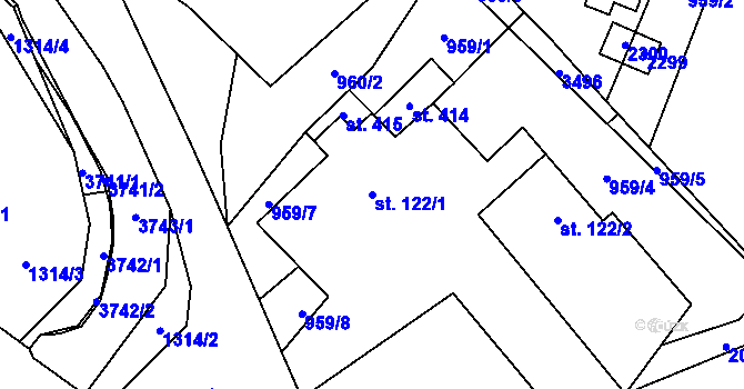 Parcela st. 122/1 v KÚ Dubenec, Katastrální mapa