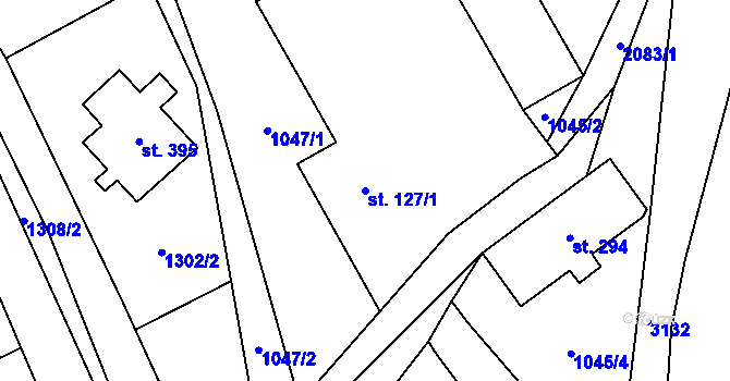 Parcela st. 127/1 v KÚ Dubenec, Katastrální mapa