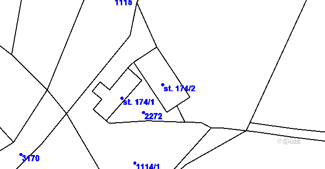 Parcela st. 174/2 v KÚ Dubenec, Katastrální mapa