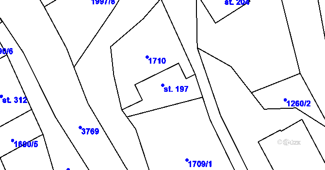 Parcela st. 197 v KÚ Dubenec, Katastrální mapa