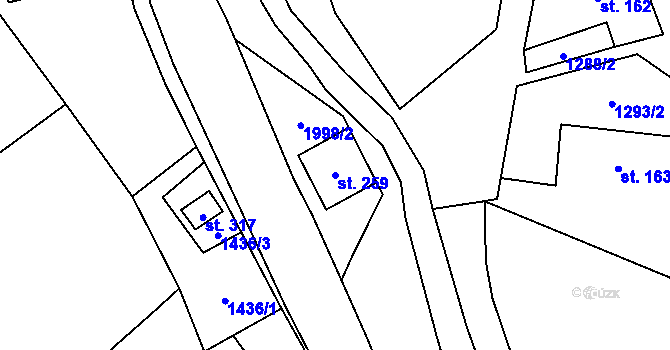 Parcela st. 259 v KÚ Dubenec, Katastrální mapa