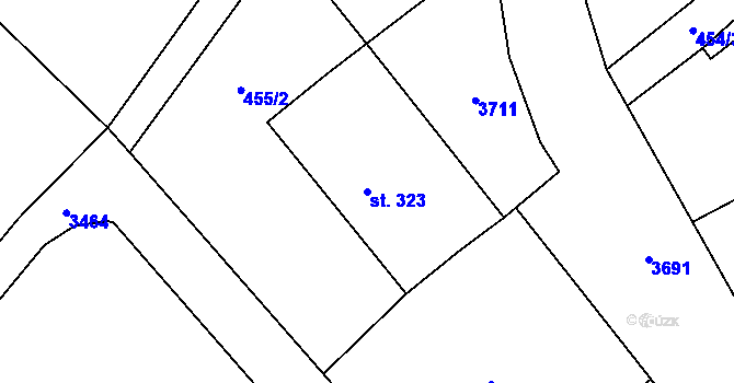 Parcela st. 323 v KÚ Dubenec, Katastrální mapa