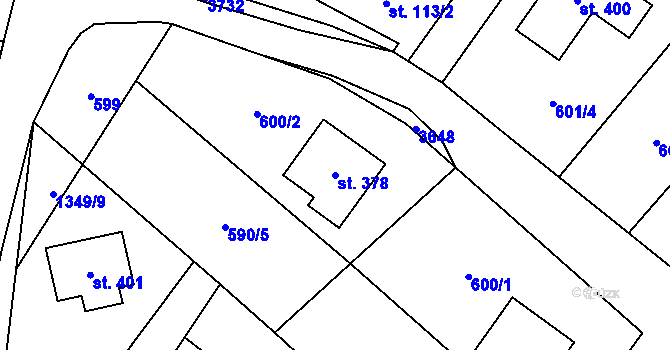 Parcela st. 378 v KÚ Dubenec, Katastrální mapa