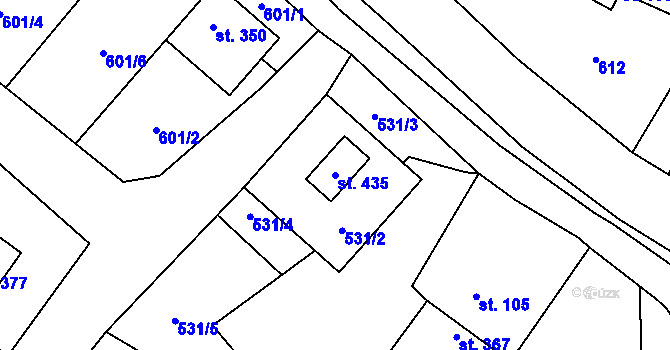 Parcela st. 435 v KÚ Dubenec, Katastrální mapa