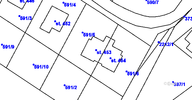Parcela st. 453 v KÚ Dubenec, Katastrální mapa