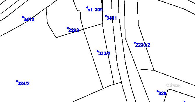 Parcela st. 333/2 v KÚ Dubenec, Katastrální mapa
