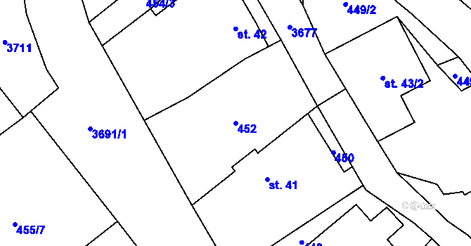Parcela st. 452 v KÚ Dubenec, Katastrální mapa