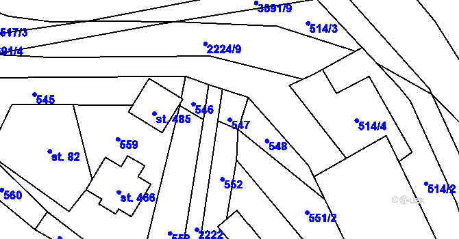 Parcela st. 547 v KÚ Dubenec, Katastrální mapa