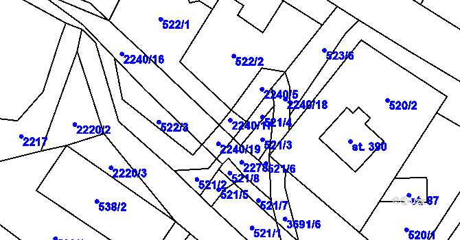 Parcela st. 2240/17 v KÚ Dubenec, Katastrální mapa