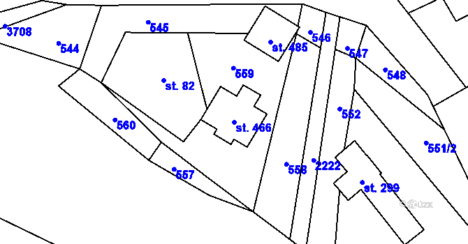 Parcela st. 466 v KÚ Dubenec, Katastrální mapa
