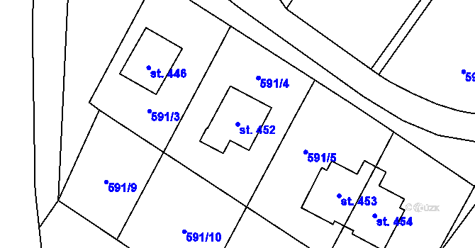 Parcela st. 452 v KÚ Dubenec, Katastrální mapa