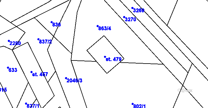 Parcela st. 479 v KÚ Dubenec, Katastrální mapa
