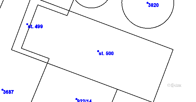 Parcela st. 500 v KÚ Dubenec, Katastrální mapa
