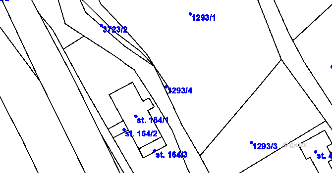 Parcela st. 1293/4 v KÚ Dubenec, Katastrální mapa