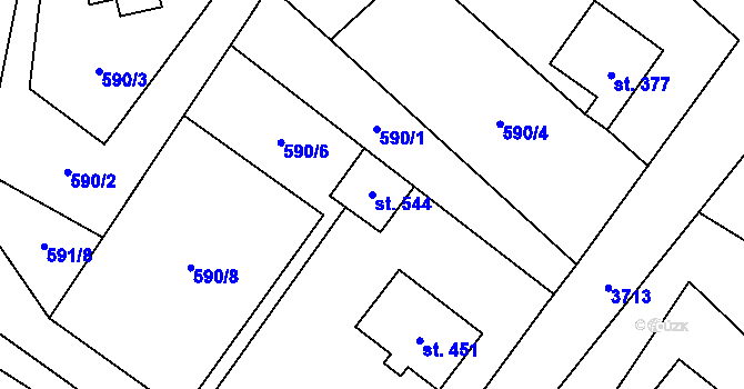Parcela st. 544 v KÚ Dubenec, Katastrální mapa