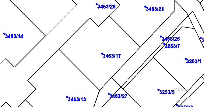 Parcela st. 3463/17 v KÚ Dubenec, Katastrální mapa