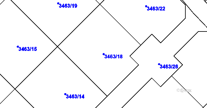 Parcela st. 3463/18 v KÚ Dubenec, Katastrální mapa